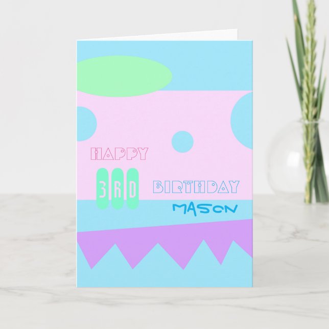 A little Monster 3rd Happy Birthday Greeting card (Front)