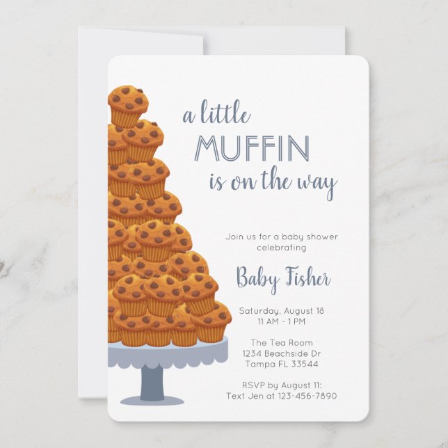 A Little Muffin Blue Baby Shower Invitation (Front)