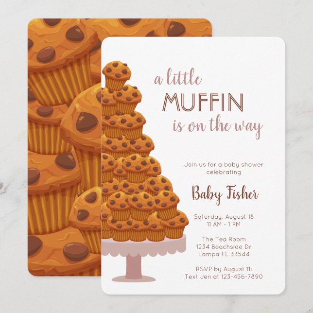 A Little Muffin Dusty Pink Baby Shower Invitation (Front/Back)
