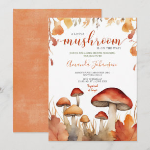 A Little Mushroom Floral Fall Mushroom Baby Shower Invitation