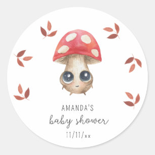 A little mushroom is on the way - Baby shower Classic Round Sticker