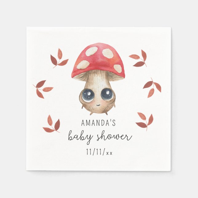 A little mushroom is on the way - Baby shower Napkin (Front)