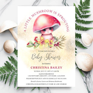 A Little Mushroom Is Sprouting Baby Shower Invitation