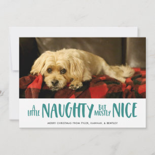 A Little Naughty   Aqua   Photo Holiday Card