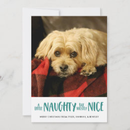 A Little Naughty | Aqua  | Vertical Photo Holiday Card