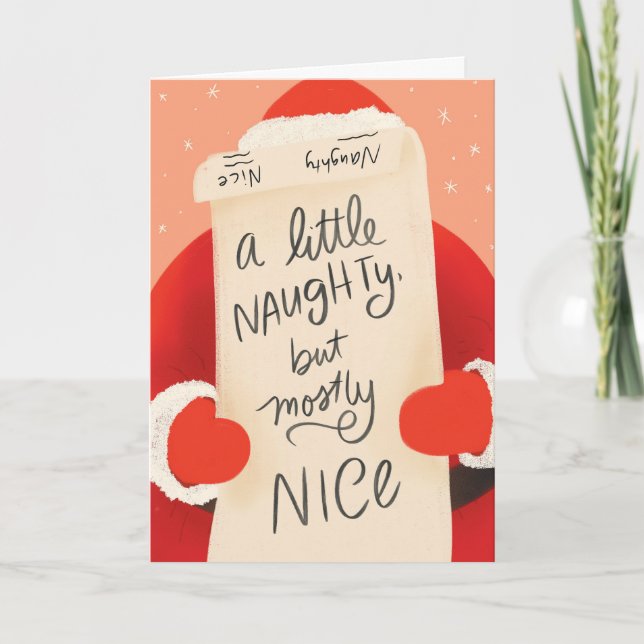 A Little Naughty, But Mostly Nice” Santa Holiday Card (Front)