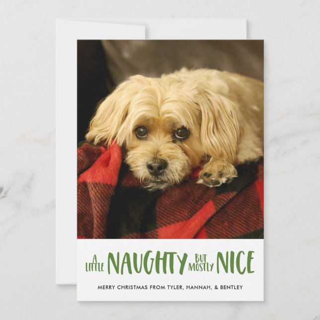A Little Naughty | Green  | Vertical Photo Holiday Card (Front)