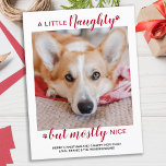 A Little Naughty Personalised Dog Pet Photo Holida Postcard<br><div class="desc">A Little Naughty, but mostly Nice! Send cute and fun holiday greetings with this super cute personalised custom pet photo holiday card. Merry Christmas wishes from the dog with cute paw prints in a fun modern photo design. Add your dog's photo or family photo with the dog, and personalise with...</div>