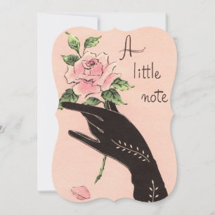 "A Little Note" Vintage Gloved Hand & Rose Card