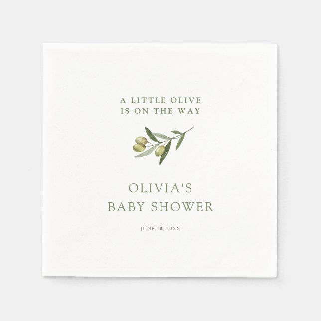 A Little Olive Minimalist Baby Shower  Napkin (Front)