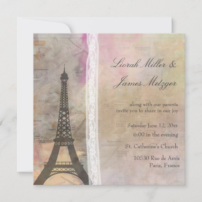A little Paris ... a little lace wedding invite (Front)