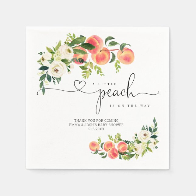 A Little Peach Baby Shower Paper Napkin (Front)