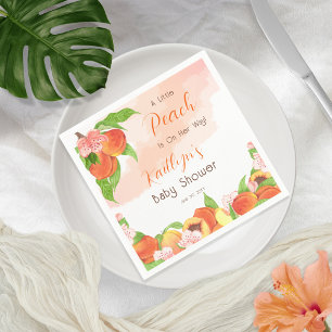 A Little Peach Is On Her Way Girl Baby Shower Napkin
