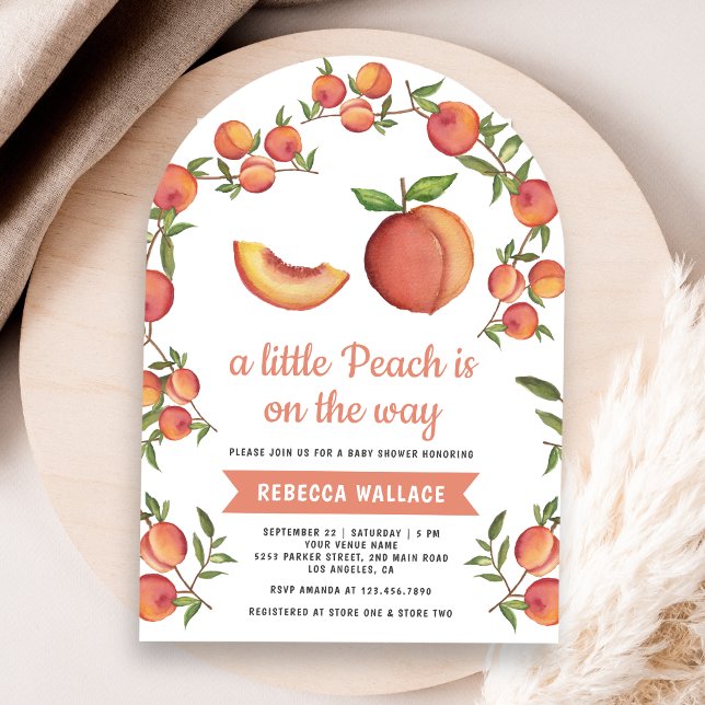 A Little Peach is on the way Arch Baby Shower Invitation (Creator Uploaded)
