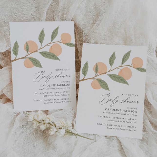 A Little Peach is on the Way Baby Shower Invitation (Creator Uploaded)