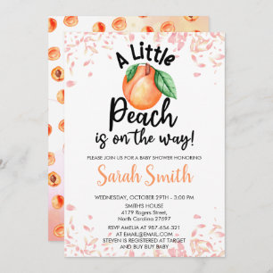 A Little Peach is on the way Orange Baby Shower  Invitation