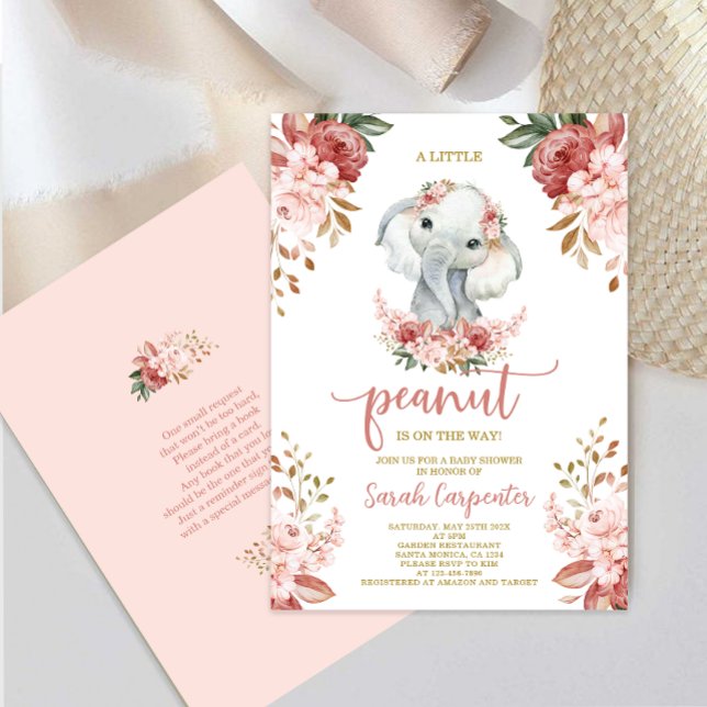 A little Peanut Elephant Baby Shower Girl Invitation (Creator Uploaded)