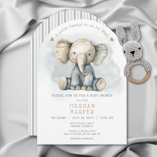 A Little Peanut Elephant Blue Arch Baby Shower Invitation