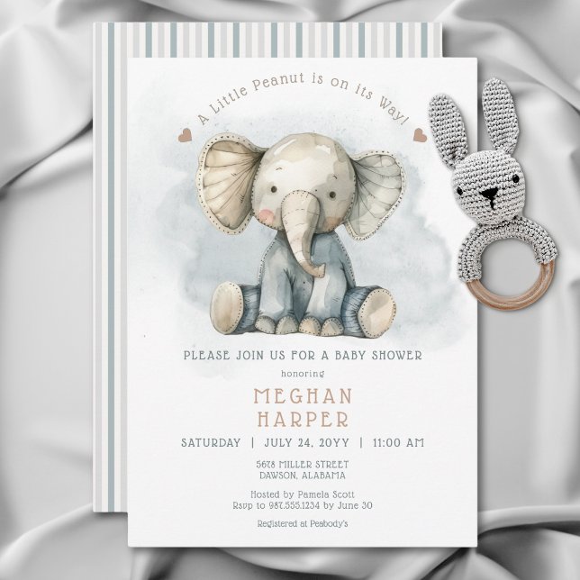 A Little Peanut Elephant Blue Baby Shower Invitation (A Little Peanut Elephant Blue Baby Shower Invitation)