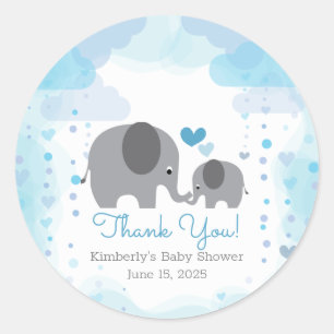 A Little Peanut Elephant Boy Baby Shower Classic Round Sticker