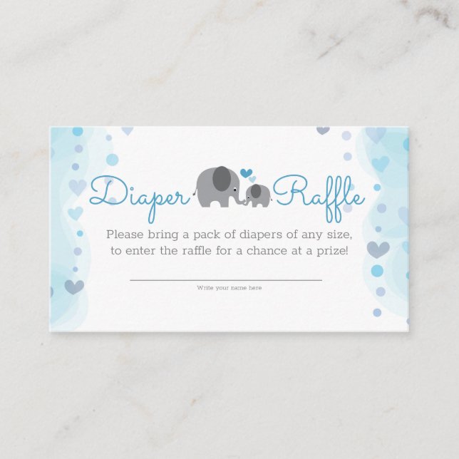 A Little Peanut Elephant Boy Shower Diaper Raffle Enclosure Card (Front)