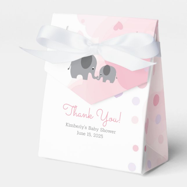 A Little Peanut Elephant Girl Baby Shower Favour Box (Front Side)