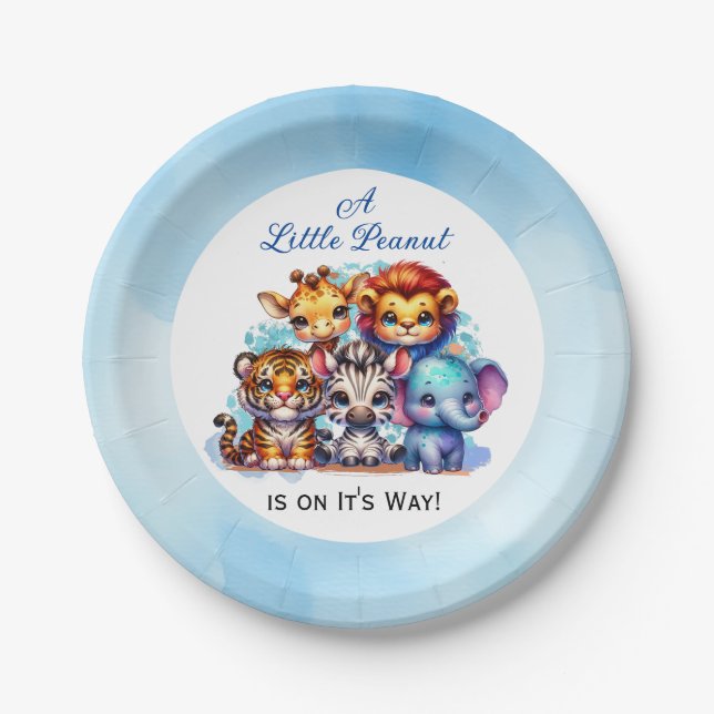A Little Peanut is on It's Way | Baby Shower Paper Plate (Front)