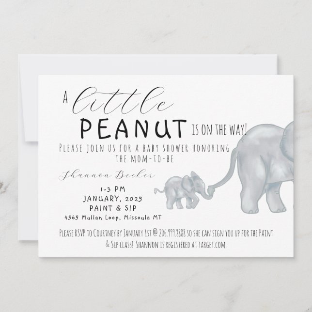 A little peanut is on the way, baby shower invite (Front)