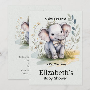 A Little Peanut Is On The Way Boy Baby Shower Invitation