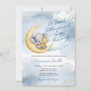 A Little Peanut is on the Way Elephant Baby Shower Invitation