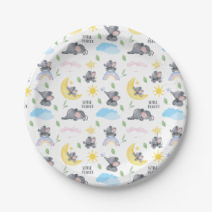 A Little Peanut is on the Way Elephant Baby Shower Paper Plate