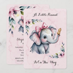 A Little Peanut Is On The Way Girl Baby Shower Invitation