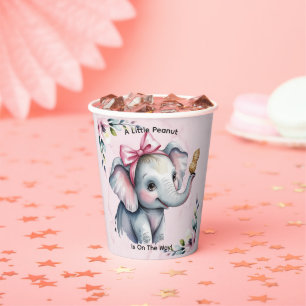 A Little Peanut Is On The Way Girl Baby Shower Paper Cups