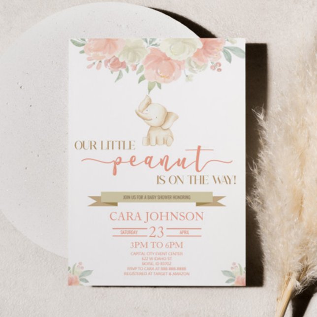 A Little Peanut Mum Baby Elephant Baby Shower Invitation (Creator Uploaded)