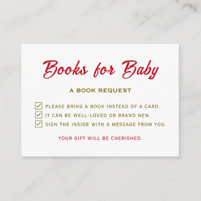 A Little Pearl Fun Baby Shower Please Bring A Book Enclosure Card (Front)