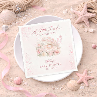 A Little Pearl Girl Baby Shower Napkin