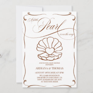 A Little Pearl Hand Drawn Baby Shower  Invitation