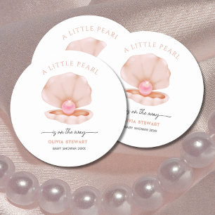 A little pearl is on the Way Baby Shower Classic Round Sticker