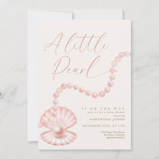 A little Pearl is on the way Baby Shower Invitation
