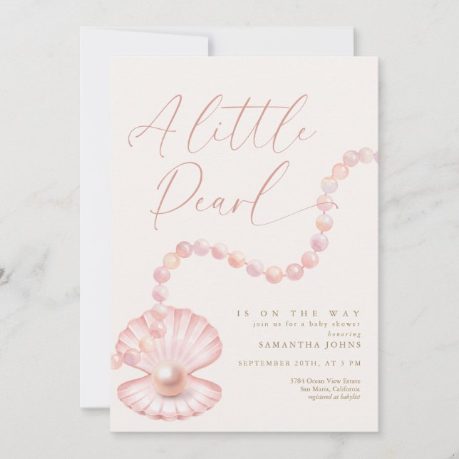 A little Pearl is on the way Baby Shower Invitation (Front)