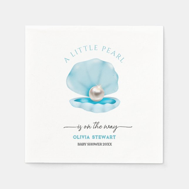 A little pearl is on the Way Baby Shower Napkin (Front)