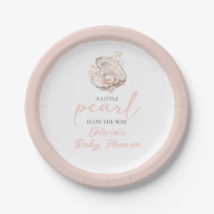 A Little Pearl Is On The Way Coastal Baby Shower Paper Plate