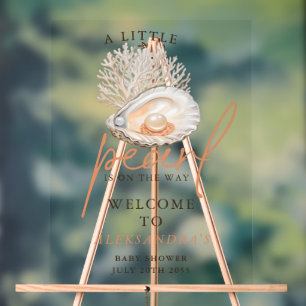 A Little Pearl Seashell Baby Shower Welcome Sign