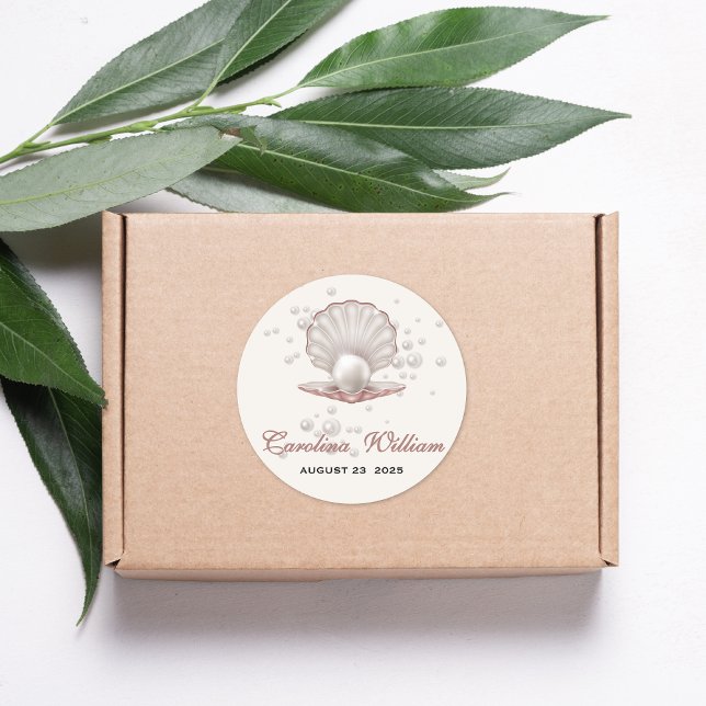 a little pearl under the sea baby shower classic round sticker (Creator Uploaded)