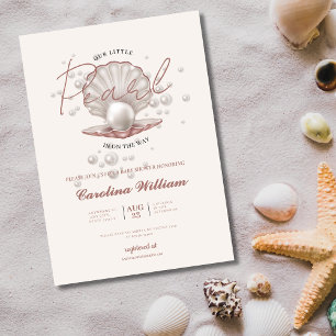 a little pearl under the sea baby shower invitation