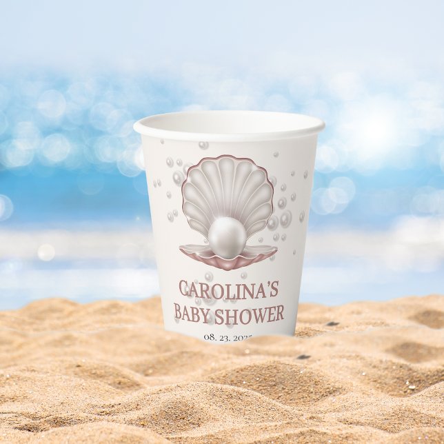 a little pearl under the sea baby shower paper cups (Creator Uploaded)