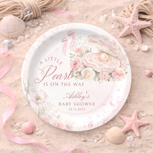 A Little Pearl Under The Sea Baby Shower Paper Plate
