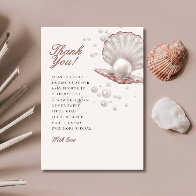 a little pearl under the sea baby shower thank you card (Creator Uploaded)