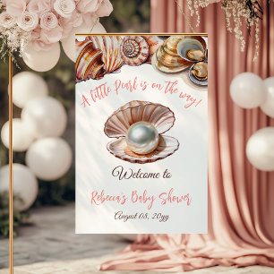 A Little Pearl Under the Sea Baby Shower Welcome Poster