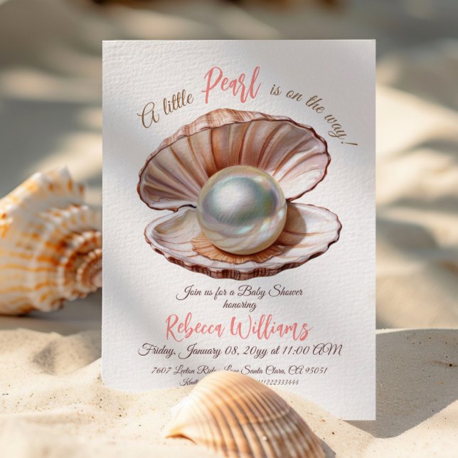 A Little Pearl Under the Sea Girl Baby Shower Invitation (Creator Uploaded)
